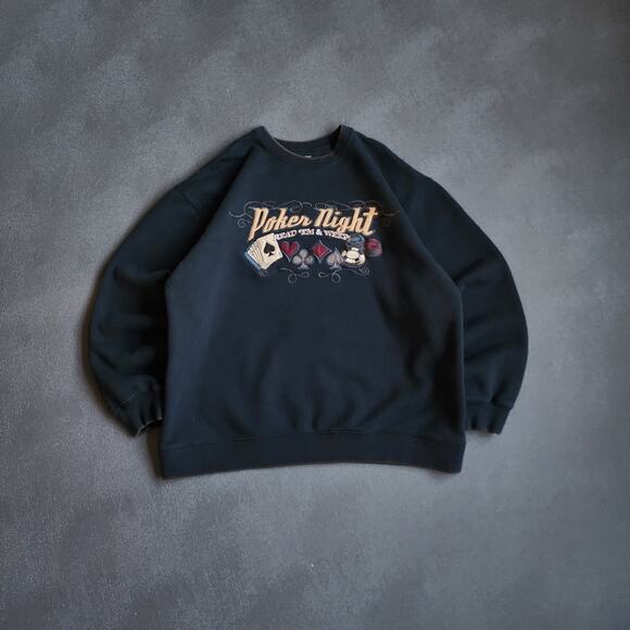 Croft & Barrow Poker Night Read 'Em and Weep Black Sweatshirt Large - Picture 1 of 6